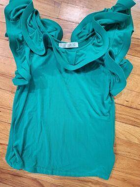 STEPS NY Teal Ruffle Sleeve Women's Top Size Medium